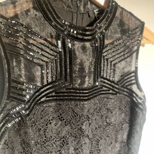 Guess by Marciano Black Lace Beaded Mini Dress